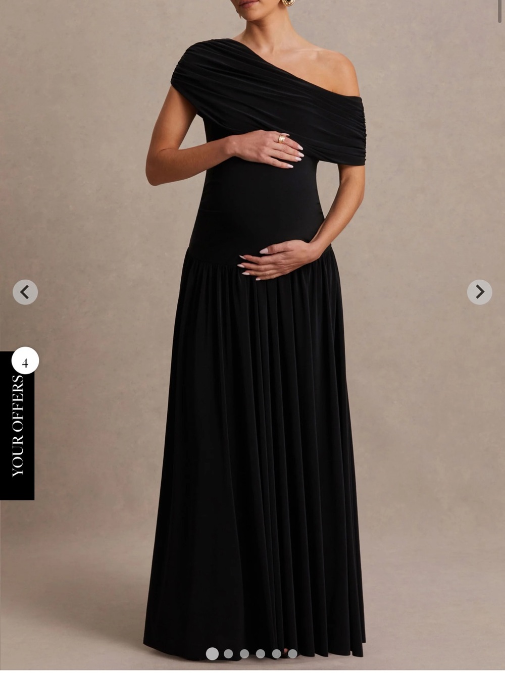 Club L London NOAH
Black Asymmetric-Neck Maternity Maxi Dress With Drop-Waist